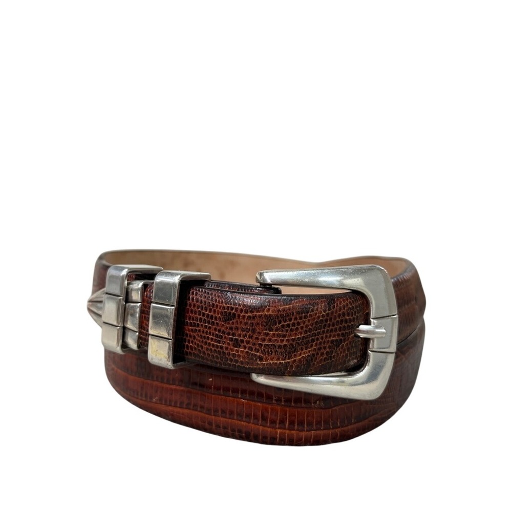 Belts.com Mens Brown Lizard Embossed Italian Calfskin Western Belt Size 40